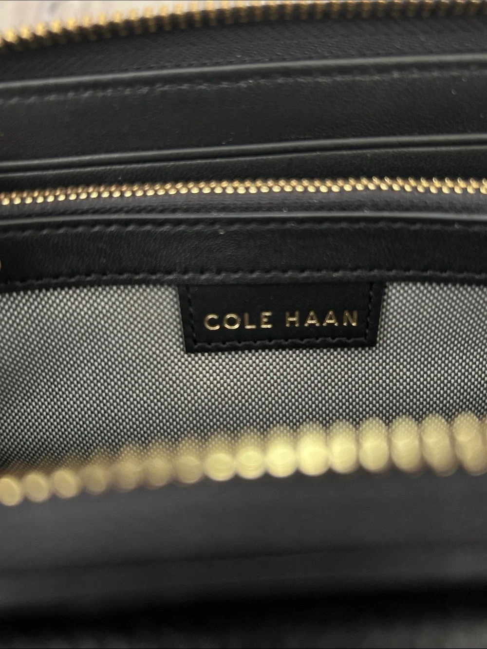 Cole Haan Black Leather Wallet with Gold Hardware